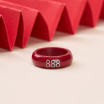 Buddha Stones Cinnabar Round Carved 444 Angel Number 888 Angel Number Blessing Ring