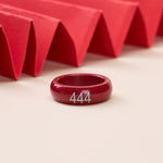 Buddha Stones Cinnabar Round Carved 444 Angel Number 888 Angel Number Blessing Ring