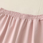Buddha Stones Spring Casual Solid Cotton Ruffle Hem Women's Wide Leg Pants With Pockets