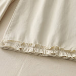 Buddha Stones Spring Casual Solid Cotton Ruffle Hem Women's Wide Leg Pants With Pockets