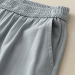 Buddha Stones Spring Casual Solid Cotton Ruffle Hem Women's Wide Leg Pants With Pockets