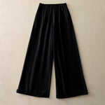 Buddha Stones Spring Casual Solid Cotton Ruffle Hem Women's Wide Leg Pants With Pockets