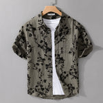 Buddha Stones Summer Casual Button-Up Floral Men's Short Sleeve Shirt With Decorative Pocket