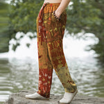 Buddha Stones Cotton Mushroom Botanical Pattern Men's Tapered Pants With Pockets