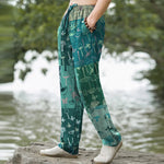 Buddha Stones Cotton Mushroom Botanical Pattern Men's Tapered Pants With Pockets
