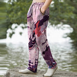 Buddha Stones Cotton Oriental Dragon Wave Pattern Men's Tapered Pants With Pockets