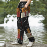 Buddha Stones Cotton Bohemian Patchwork Leaf Pattern Men's Tapered Pants With Pockets
