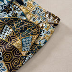 Buddha Stones Cotton Bohemian Patchwork Pattern Men's Tapered Pants With Pockets