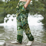 Buddha Stones Cotton Bohemian Patchwork Pattern Men's Tapered Pants With Pockets