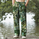 Buddha Stones Cotton Bohemian Patchwork Pattern Men's Tapered Pants With Pockets