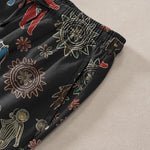 Buddha Stones Cotton Bohemian Sun Figure Pattern Men's Tapered Pants With Pockets