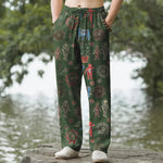 Buddha Stones Cotton Bohemian Sun Figure Pattern Men's Tapered Pants With Pockets