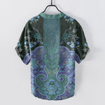 Buddha Stones Cotton Baroque Floral Pattern Men's Short Sleeve Half Button Shirt