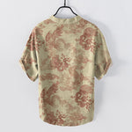 Buddha Stones Cotton Vintage Dragon Pattern Men's Short Sleeve Half Button Shirt