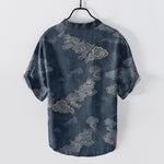 Buddha Stones Cotton Auspicious Cloud Pattern Men's Short Sleeve Half Button Shirt