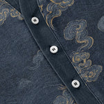 Buddha Stones Cotton Auspicious Cloud Pattern Men's Short Sleeve Half Button Shirt