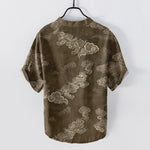 Buddha Stones Cotton Auspicious Cloud Pattern Men's Short Sleeve Half Button Shirt