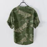 Buddha Stones Cotton Auspicious Cloud Pattern Men's Short Sleeve Half Button Shirt