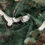 Buddha Stones Cotton Crane Cloud Pattern Men's Short Sleeve Half Button Shirt
