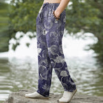 Buddha Stones Cotton Cloud Wave Pattern Men's Tapered Pants With Pockets