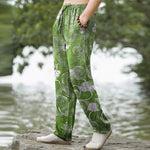 Buddha Stones Cotton Cloud Wave Pattern Men's Tapered Pants With Pockets