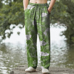 Buddha Stones Cotton Cloud Wave Pattern Men's Tapered Pants With Pockets
