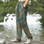 Buddha Stones Cotton Vintage Baroque Pattern Men's Tapered Pants With Pockets