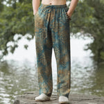 Buddha Stones Cotton Vintage Baroque Pattern Men's Tapered Pants With Pockets