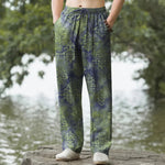 Buddha Stones Cotton Vintage Baroque Pattern Men's Tapered Pants With Pockets