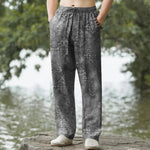 Buddha Stones Cotton Vintage Baroque Pattern Men's Tapered Pants With Pockets