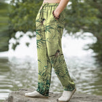 Buddha Stones Cotton Bamboo Bird Pattern Men's Tapered Pants With Pockets
