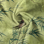 Buddha Stones Cotton Bamboo Bird Pattern Men's Tapered Pants With Pockets