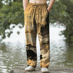 Buddha Stones Cotton Ink Landscape Pattern Men's Tapered Pants With Pockets