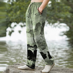 Buddha Stones Cotton Ink Landscape Pattern Men's Tapered Pants With Pockets