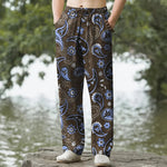 Buddha Stones Cotton Paisley Floral Pattern Men's Tapered Pants With Pockets