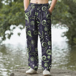 Buddha Stones Cotton Paisley Floral Pattern Men's Tapered Pants With Pockets