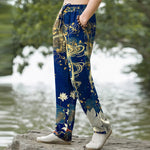 Buddha Stones Cotton Lotus Cloud Pattern Men's Tapered Pants With Pockets