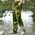 Buddha Stones Cotton Lotus Cloud Pattern Men's Tapered Pants With Pockets