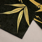 Buddha Stones Cotton Golden Bamboo Leaf Pattern Men's Tapered Pants With Pockets