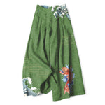 Buddha Stones Cotton Linen Koi Fish Wave Pattern Women's Elastic Waist Wide Leg Pants With Pockets