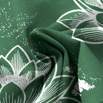 Buddha Stones Cotton Linen Lotus Floral Pattern Women's Elastic Waist Wide Leg Pants With Pockets