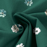 Buddha Stones Cotton Linen Vintage Daisy Floral Pattern Women's Elastic Waist Wide Leg Pants With Pockets
