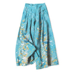 Buddha Stones Cotton Linen Bohemian Floral Gold Butterflies Pattern Women's Elastic Waist Wide Leg Pants With Pockets