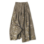 Buddha Stones Cotton Linen Bohemian Floral Gold Butterflies Pattern Women's Elastic Waist Wide Leg Pants With Pockets