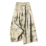 Buddha Stones Cotton Linen Bamboo Leaf Pattern Women's Elastic Waist Wide Leg Pants With Pockets