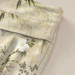 Buddha Stones Cotton Linen Bamboo Leaf Pattern Women's Elastic Waist Wide Leg Pants With Pockets