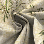 Buddha Stones Cotton Linen Bamboo Leaf Pattern Women's Elastic Waist Wide Leg Pants With Pockets