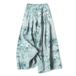 Buddha Stones Cotton Linen Bamboo Leaf Pattern Women's Elastic Waist Wide Leg Pants With Pockets