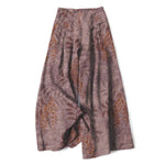 Buddha Stones Cotton Linen Vintage Leaf Pattern Women's Elastic Waist Wide Leg Pants With Pockets