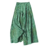 Buddha Stones Cotton Linen Vintage Leaf Pattern Women's Elastic Waist Wide Leg Pants With Pockets